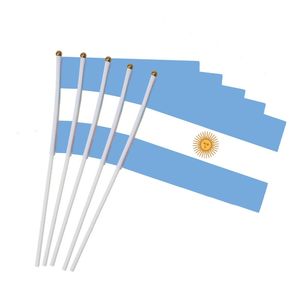 FLAG 21X14 cm Polyester Argentina Hand Waving Flags Country Banner med plastflaggstänger 0529