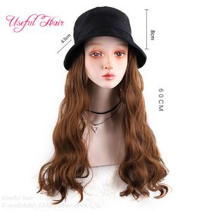 Beanie hat Curly wig hat female wig one-piece female long curly hair beanie hat big wave baseball long hair bhats canadalack cap