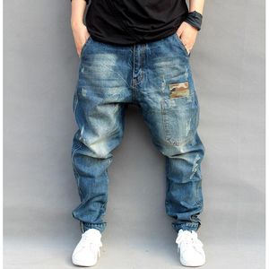 Nya Manliga Sweatpants Hiphop Crotch Pants Män Denim Jeans Men Baggy Pants Byxor