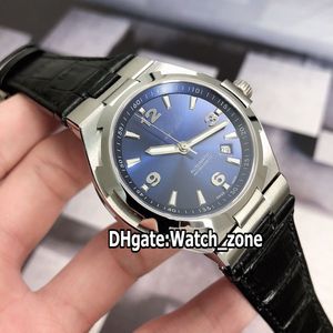 New Overseas Data 42 milímetros P47040 / 000A-9008 Miyota 8215 Mens Automatic Assista Azul Dial aço capa de couro Cinta Sapphire Esporte Gents Relógios