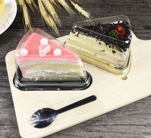 New Arrival Plastic Clear Disposable Cake Box Single Individual 8 Inch Triangle Cake Boxes Food Dessert Packaging