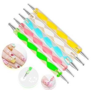 5 pcs / set nail art verktyg tvåvägsdotting penna stål dotting marmorizing penna nail art färg penna dekoration nagel konst manikyr verktyg