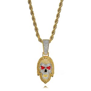 Fashion- Hip Hop 18K Gold Colorful Cubic Zirconia Journey To The West Figure Portrait Tangs Monk Wukong Pendant Necklace Cartoon Jewelry