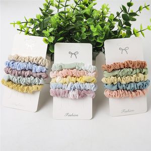 2020 5 pieces/Lot Scrunchie hairband Hair Tie 11 style Girl hair accessories Satin Stretch Ponytail Holders Handmade Gift headband