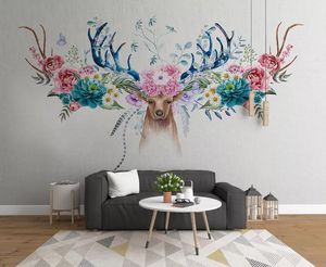 Anpassad väggmålning Bakgrund för barn Rum Handmålade American Deer Wallpaper Murals Papael de Parede