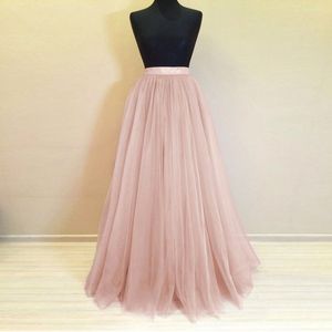 Gonna lunga in tulle con foto reali Custom Made 5 strati Gonne maxi da damigella d'onore rosa rosa per la gonna a pieghe della festa nuziale Taglie forti Saia