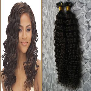 Kinky Curly 100g U Tips Mänskliga hårförlängningar Remy Pre Bonded Hair Extension Capsule 16 