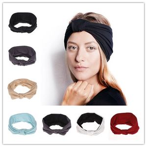 Kvinnor knutna bred huvudband Cross stretch sport yoga headwrap hårband turban huvud band damer droppe ship 5pcs