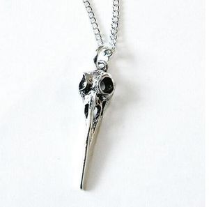 Corvo corvo pássaro crânio colares pingente encantos vintage declaração de prata gargantilha colar mulheres jóias halloween acessórios moda presente