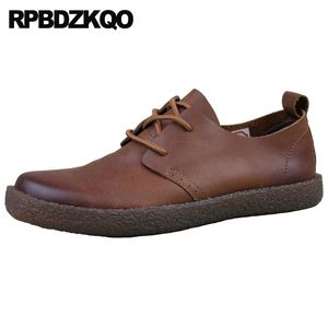 Runway Casual European Lace Cowhide Up Flats Oxfords 2019 Genuine Leather Brown Italy Real Italian Mens Shoes Brands Blue802