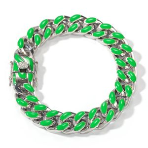 New hip hop stainless steel dripping oil color CUBAN CHAIN 12mm fashion trend men's and women's Bracelets224T