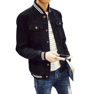 Fashion-Jacket Mens 2018 Fashion Brand Autumn Solid Bomber Jacket Men Denim Jacket For Men Bomber Coat Male Plus Size S -5xl High Quality
