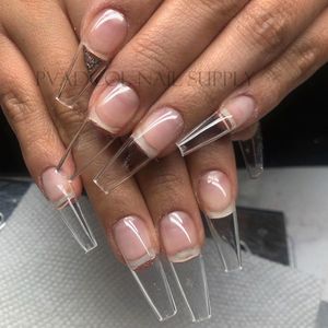 Sistema de Extensão de Unhas Gel X Cobertura Completa Esculpida Estilete Caixão Pontas de Unhas Postiças 240 pçs/saco