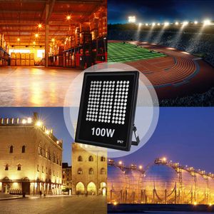 100W 110V LED-strålkastare Sollampa LED Flood Light SMD Utomhuslampa Varm Vit Ljus Aluminium Höghållfast Högkvalitativ USA-lager
