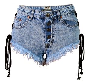 Damen-Jeans, Sommer, hohe Taille, Schnalle, abgenutzt, doppelte seitliche Riemen, Damen-Jeans-Shorts, Hosen in Übergröße