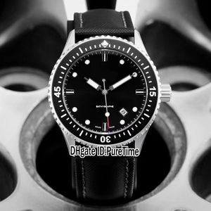 新しいFiftyファゾム50ファゾムBathyscaphe 5000-1110-B52A Steel Case Black Dial Automatic Mens Watch Nylon Leather Watches Puretime186g