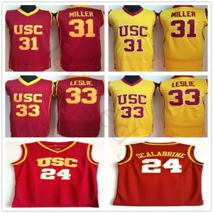 NCAA USC Trojans #24 Brian Scalabrine College Basketball Jerseys 31 Cheryl Miller 33 Lisa Leslie Red Yellow University Stitched Jersey Shirt