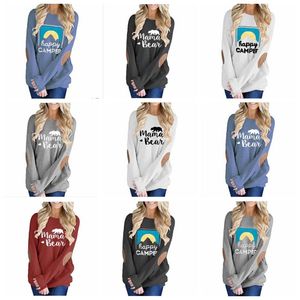 Mulheres Outono Remendo Camisa Natal T-Shirts Impresso Rodada Collar Tops Bat Manga Longa Boutique Tees Casuais Blusas Vestidos Traje C6406