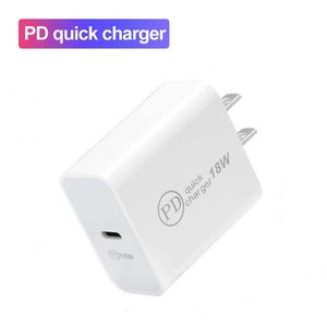 Carregador de parede USB C 18W Power Delivery PD Carregadores rápidos Adaptador TYPE C Plug Carregamento rápido para iPhone X 11 12 13 Pro max sem caixa