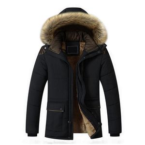 Fashion-hooded Winter Jacket män plus storlek 5x mode varm ullfoder man ytterkläder kappa vindtäta manliga parkor