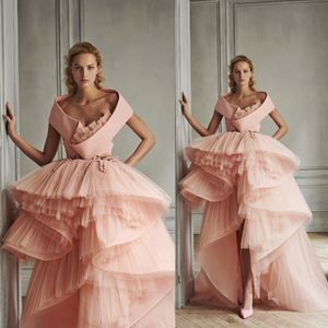 Linia Prom Dresses Light Różowe Ruffles Off Ramię Dress Dress Party Red Carpet Formal Wear Ogstuff Roles de Soirée