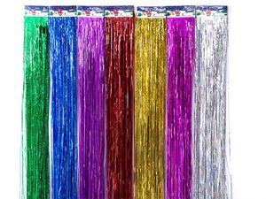 Event Supplies Party Decoration Foil Edge Shiny Rain Curtains Birthday Wedding Decorations Photography Background Curtain Photo Props