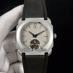 Najlepsza edycja Octo Finissimo Tourbillon Titanium Steel Case 103016 102138 Czarny Dial Automatyczny Zegarek Czarny Gumowy Pasek Sport Zegarki