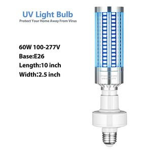 Nyaste 60W UV-bakteriedödslampa LED UVC Desinfektionslampor E27 7200LM Ozonfri med fjärrkontroll Timern 30 min 1 timme