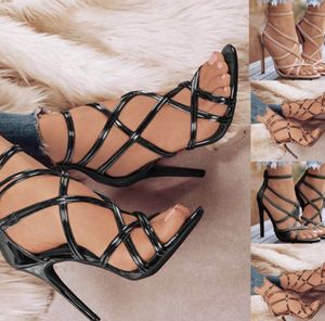 2020 Nya Summer Kvinnor Square Toe Sandals Ladies Snake Print Strappy Mules 10,5cm High Heels Tofflor Kvinnliga Fashion Luxury Woman Shoes