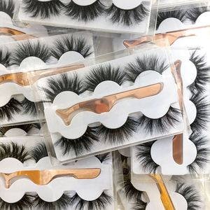 Eyelashes de vison 6d com pinça clipe de 25 mm cílios grandes 3 pares natura