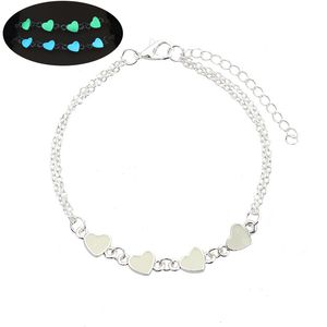 Luxury Glow in The Dark Heart charm Bracelets For Women Light Up Anklets Fashion Jewelry accessories Gift
