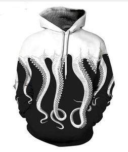 Nova Moda Homem Mulheres Designer Perfeito Estilo Harajuku Octopus Tentáculos 3D Impressão de Manga Longa Bolso Hoodies Casual Sportswear R0398