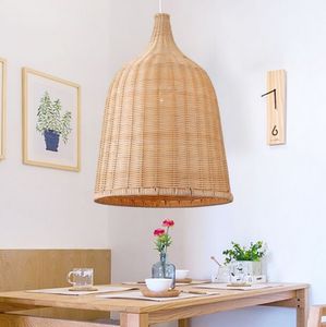 Hand vävda rotting hängande ljus japan stil hängande lampa E27 för restaurang sovrum Rustik konst Industriell lampor Creative Led Myy