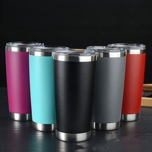 20oz copo de carro tumblers de aço inoxidável copo de café térmico cerveja canecas com copo de selo copo reto 12 cor t2i51088-1