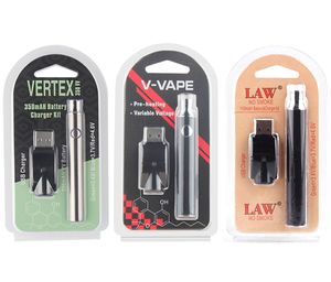 350 mAh Preriscaldamento VV Regolare Volt Penna Vape Batteria Kit blister kit Vertex Law V Vaper Electric Hookah Pens