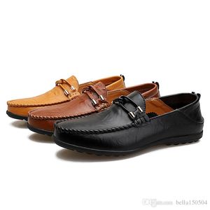 24 stilar äkta läder lyxdesigner casual skor spets-up eller slip-on mäns kostym sko klänning skor andetag kör bil skor bra kval