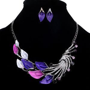 Elegant women bridal jewelry set new design 2019 wholesale custom Peacock tail jewelry fashionable jewelry set