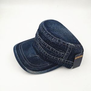 Fashion-Military Hat för kvinnor och män Justerbara Jeans Flat Cap Sommar Snapback Hat Army Cap
