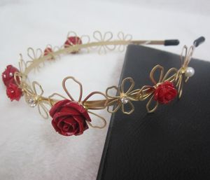 Moda Moda Barokowa Marka Metal Kwiat Hairbands Moda Biżuteria Włosów 2017 Kryształ Róża Złote Headsbands Wedding Włosy Akcesoria Głowy Biżuteria