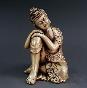Белый Бронзовый Спящий Будда украшения Бронзового статуя Будды Украшение Craft Gift Antique Коллекционирование
