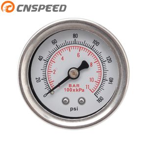 CNSPEED Manometro Carburante 0-160 Liquido psi Manometro Pressa Olio Bianco Viso Indicatore Carburante 1 8 NPT per auto Universale227B