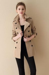 CLASSIC SHORT STYLE! women fashion double breasted trench coat England design top quality belted slim fit cotton trench jacket size S-XXL B6804F270