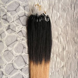 Micro Loop Hair Extensions Micro Bead Human Hair 100g Remy 100% Ludzki Włosy Prosto Ombre Kolor Micro Linki