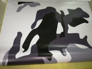 Grandi macchie nero bianco grigio Camouflage Involucro in vinile per involucro per auto per veicoli Graphic Camo Truck Wrap pellicola di copertura Autoadesivo 1.52x30m 5x98ft