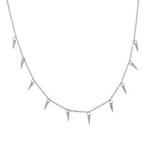 Partihandel-CZ Spike Charm Halsbandsredovisning Halsband 925 Sterling Silver Fine Smycken Europeiska Mode Kvinnor Smycken