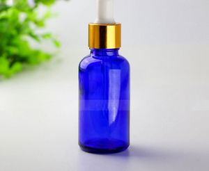 Alta Qualidade Cobalt Blue Dropper Bottle 30ml Eliquid Essencial Essence Oil Container Para Cosmetic líquido com Cap Preto Prata