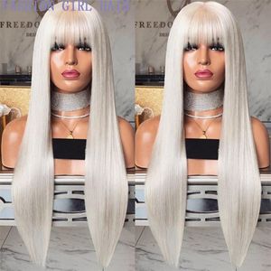 Highlights Blonde/White/brown Wig 13x4 Lace Front Synthetic Wigs For Women Straight Lace Front Wigs with bangs