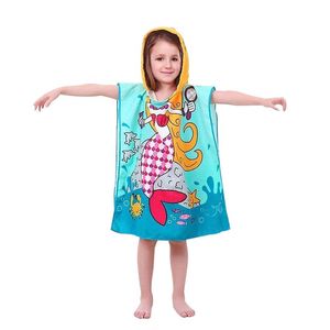 Copricostumi Accappatoi per bambini Cartoni animati Asciugamani da bagno per bambini Poncho con cappuccio Asciugamano a sirena Piscina Asciugamano da mare Cartoon Mantello per bambini Accappatoio a sirena