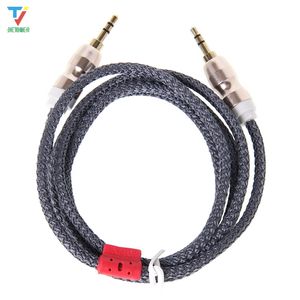 300pcs/lote 1,5m Fabric Audio Cabo de áudio de 3,5 mm a 3,5 mm Aux Cable masculino para masculino Kabel Gold Plug Car Cord para iPhone Samsung Xiaomi