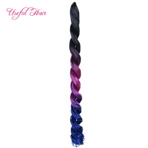 Grossist Bouncey Curly Sea Body Braiding Hair Extensions 24Inch Crochet Braids Lång syntetiska hårförlängningar Ombre Curly med blond marley